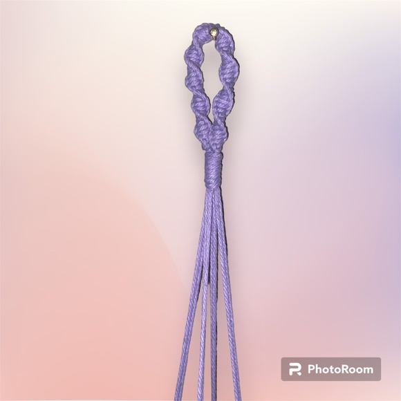 Hand Crafted Custom Macrame Plant or Light Hanger with Planter Pot - Picture 5 of 9